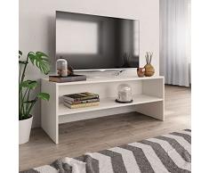 vidaXL Mobile TV con Vano a Giorno Stile Classico Pratico Credenza Armadietto Basso Multimediale Bianco 100x40x40 cm in Truciolato