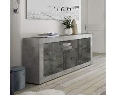 Mobile Contenitore 2 Ante 2 cassetti Moderno Effetto Cemento e OSSIDO Ante con Serigrafia Soggiorno Madia Buffet con sportelli Design URBE 07