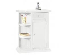 Mar.c.a. Design - Mobile Porta Telefono, Credenza Multifunzionale, Legno di Pioppo Color Bianco Opaco Elegante, Mobile per Ingresso e Cucina Arte Povera Made in Italy - Misura 60x35x75h