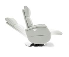 Orthomatic® - Poltrona Girevole 2 Motori Relax Modello Ginevra Motorizzata, Comandi a Bracciolo, Tessuto Pelle Vera. Reclinabile. Iva 4% (Bianco)
