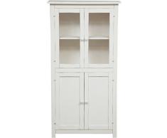 Biscottini Vetrina espositiva in Legno massello Bianco 130 x 68 x 25 cm | Credenza Legno o dispensa Cucina Country | Arredamento Shabby Chic casa | Mobile Cucina Vintage
