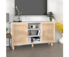 ZQQLVOO Armadietti da esposizione Armadi a pavimento Armadi di servizio Credenza Bianca 105x30x60cm Legno Massello Pino Rattan Naturale Per cucine, bagni, soggiorni o corridoi