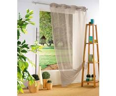 Douceur dInterieur - Tenda in voile con anelli metallici, 140 x 280 cm, colore: tortora