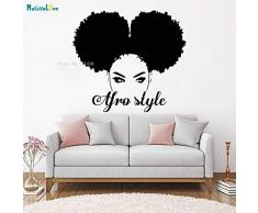 CDNY Adesivo per finestre in Stile Africano Adesivo per Finestra Decorazione Salone di Bellezza Donna Viso Africano Nero Ragazza Mobile murale 75,6x67,2 cm