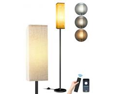 Lampada da Terra per Camera da Letto, Soggiorno, Ufficio, Lampade da Terra Moderne con Telecomando e Controllo a Pedale, 2700k-6500k Lampada con Paralume in Lino, Lampada da Terra Salotto