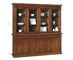 ZeroDueZero Credenza con Cristalliera, Stile Classico, in Legno Massello E MDF con Rifinitura in Noce Lucido - Mis. 205 X 42 X 205