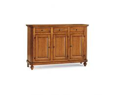 InHouse srls Credenza Bassa, Arte povera, in Legno massello e MDF con rifinitura in Noce Lucido - Mis. 150x43x98