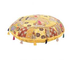 Ganesham indiano Home Decor Handmade cotone boho chic Boemia ricamato a mano decorativo etnico poggiapiedi cuscini & cuscino da pavimento rotondo Seating vintage patchwork pouf ottomano
