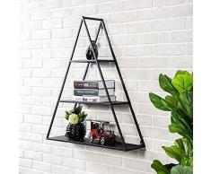 LJJTDS Scaffale A Muro in Ferro Battuto Scaffale Soggiorno Creativo Decorazione Parete Cremagliera Scaffale Triangolo retrò Mensola,70 * 18 * 80cm-Black