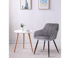 WOLTU BH93gr-1 Poltroncina Camera da Letto in Velluto Grigio, Sedia Sala da Pranzo con Braccioli Gambe in Metallo