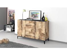Dmora Credenza Moderna a 3 Ante e 1 cassetto, Made in Italy, Madia da Cucina rialzata, Buffet di Design da Soggiorno, Cm 120x40h82, Ardesia e Acero