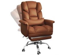 XIaoHESHop Sedia da ufficio, Sedia da scrivania ergonomica, Pelle PU Sedia per computer, Comoda Sedia operativa girevole con braccioli e poggiapiedi retrattile, Altezza regolabile Sedia operativa