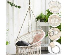 Demiawaking Sedia Sospesa da Giardino Poltrona Sospesa in Cotone Altalena per Interni o Esterni Portata 120 kg