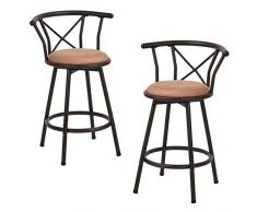 LeMonde Set di 2 sedie da Bar Sgabello Girevole da 63 cm / 24 cm in Tessuto Marrone Metallizzato