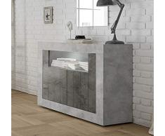 Mobile Contenitore 2 Ante Moderno Effetto Cemento Ante con Serigrafia Effetto OSSIDO Soggiorno Madia Buffet con sportelli Design URBE 12