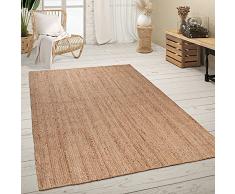 Paco Home Tappeto Salotto Fibra Naturale Fatto A Mano Iuta mélange Motivo Moderno Stile Boho, Dimensione:80x150 cm, Colore:Natura 2