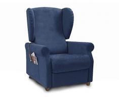 Orthomatic® - Poltrona Relax Modello Elisabetta Motorizzata, Tessuto Microfibra. Poltrona per Anziani Iva 4% (Blu, 2 Motori Elevabile)