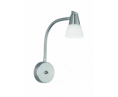 Reality Leuchten R8819-07 - Lampada da parete con braccio flessibile in nickel satinato e paralume in vetro bianco, inclusa 1x lampadina alogena G9