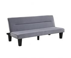 Gardenia Divano Letto Reclinabile 2 Posti Vellutino Velvet Beige, Grigio, CM 165 x 72 x 67
