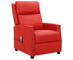 vidaXL Poltrona Massaggiante Reclinabile Rossa in Similpelle