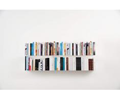 D-Segno - Mensola da muro in metallo, Libreria da parete, Kit di 4 mensole da muro di design, Libreria a muro porta libri, Mensola da parete, Librerie moderne design, Made in Italy (Bianco, 4 Pezzi)