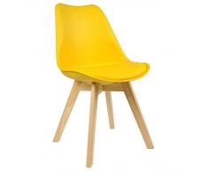 WOLTU® BH29gb-1 Sedie per Sala da Pranzo Sedia Cucina Sgabello con Schienale Seduta Ecopelle e Plastica Gambe in Legno di Faggio Moderno 1 Pezzo Giallo