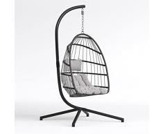 Il Gruppone Passione Casa Sedia a Dondolo Completa di Struttura in Acciaio e Cuscini Sfoderabili Ovetto Modello Annette Richiudibile Poltrona Pensile Sospesa in Rattan