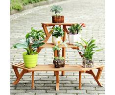 Fioriera Fioriera In Legno Mensola Trapezoidale In Stile Rustico In Stile Creativo Ripiano Angolare A Tre Piani Espositore Cremagliera Sistemazione Floreale Per Negozio Di Fiori Vetrina Interna Balcone Soggiorno Studio Ufficio, H96cm L61cm
