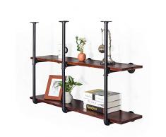 Scaffalature per tubi industriali, Scaffalature per tubi in ferro rustico Montaggio a parete Scaffalature per scaffali, Staffa montata, Supporto fai-da-te, per soggiorno, cucina, camera da letto
