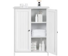 Yaheetech Mobile da Bagno Mobiletto da Terra Autoportante Armadietto con 2 Ante e Ripiani Regolabili da Cucina Soggiorno Corridoio Ingresso 60 x 30 x 80,5 cm Bianco