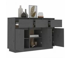 Tidyard Credenza Grigia,Credenze e Buffet,Credenza Soggiorno Cucina,Mobile Credenza Cucina,Mobiletto Multiuso,Armadio da Cucina,Credenza Moderna,Convenienza Madia con Ante 110x34x75 cm in Legno