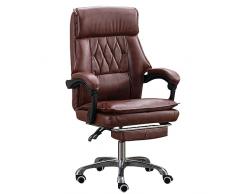 XIaoHESHop Sedia da ufficio, Ergonomico Sedia da scrivania Casa Sedie da scrivania, Pelle PU Sedia operativa con schienale alto con ruote, Braccioli e funzione di inclinazione a 90°~165°, Altezza