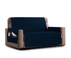 la biancheria di casa Elizabeth Copri Poltrona Divano Antiscivolo (1 Posto, Blu) con 2 Tasche portaoggetti