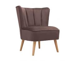 WeHome - poltrona in velluto modello vintage con gambe in ferro dorate alte 23cm e poltrona con imbottitura in schiuma dal design vintage e confortevole (Nocciola)