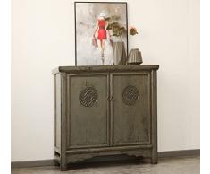 OPIUM OUTLET Cassettiera credenza armadio da sposa mobili in legno cinese asiatico orientale vintage coloniale sculture grigio scuro
