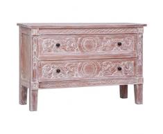 Tidyard Credenza Retro con 2 Cassetti in Legno Massello di Mogano,Credenza Vintage,Credenza con Cassetti,Credenza Soggiorno Vintage,Credenza da Cucina Vintage,Credenza Antica 90x30x60 cm