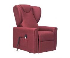 POLTRONE ITALIA Barbara2 Large Poltrona Alzapersona reclinabile Taglie Forti 160 kg meccanica rinforzata seduta micromolle antimacchia poltrone elettriche poltrone relax Rosso scuro