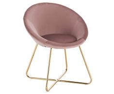 WOLTU Poltrona in Velluto Moderna Sedia Con Schienale Braccioli per Cucina Soggiorno, Rosa BH217rs-1