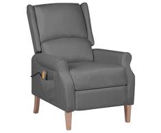 vidaXL Poltrona Massaggiante Reclinabile Grigio Chiaro in Tessuto