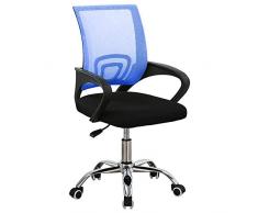 BAKAJI Poltrona Sedia Scrivania Ufficio Presidenziale in Tessuto a Rete Traspirante e Base a 5 Razze in Acciaio Rotazione 360 Gradi Direzionale Altezza Regolabile Arredamento Casa Cameretta (Blu)