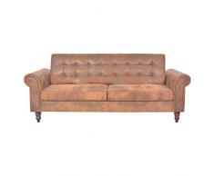 mewmewcat Divano Letto con Braccioli Pelle Scamosciata Sintetica Marrone,Divano Letto Chesterfield Moderno con Braccioli