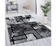 Tappeto Grigio Salotto Vintage Pelo Corto Motivo Geometrico Astratto, Dimensione:140x200 cm, Colore:Grigio