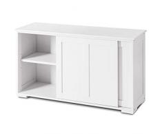 Armadietto da Cucina Salvaspazio, con Piano Superiore e 2 Ante Scorrevoli, Mobile Cucina Multiuso per Soggiorno Ingresso Ufficio, Design Moderno, 106,7 x 62,5 x 33cm (CREMA)