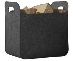 Rubberneck Cesta portalegna e portaoggetti in Feltro, Forma Squadrata, 25x35x35 cm (Antracite)
