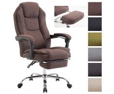 CLP Poltrona Presidenziale e Relax CASTLE - Sedia Ergonomica Imbottita, con Poggiapiedi Estraibile I Poltrona Pc Regolabile in Altezza e Reclinabile I Sedia Ufficio con Ruote I Portata Max 130 kg marrone