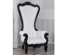 Simone Guarracino Luxury Design Poltrona Regina stile Barocco Dark trono nero laccato ecopelle bianca bottoni Crystal Sw