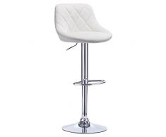 WOLTU BH23ws-1 Sgabello da Bar Moderno Girevole Sedia Cucina Alta con Schienale Quadrato Poggiapiedi Senza Braccioli Altezza Regolabile in Similpelle Bianco 1 Pezzo