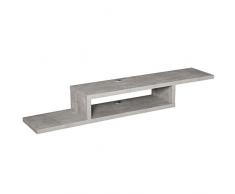homcom Mobile sotto TV con Design Moderno Sospeso a Parete Grigio Cemento con 2 Ripiani e Passacavi, 152.4x29.8x21cm