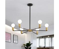 DAXGD Plafoniera Vintage, Lampada da Soffitto Industriale 6 Teste, lampadario in Ferro Nero e Oro per Sala da pranzo, soggiorno, camera da letto