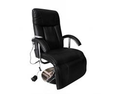 Anself Poltrona Reclinabile Elettrica Relax Massaggiante in Pelle, Nero/Crema